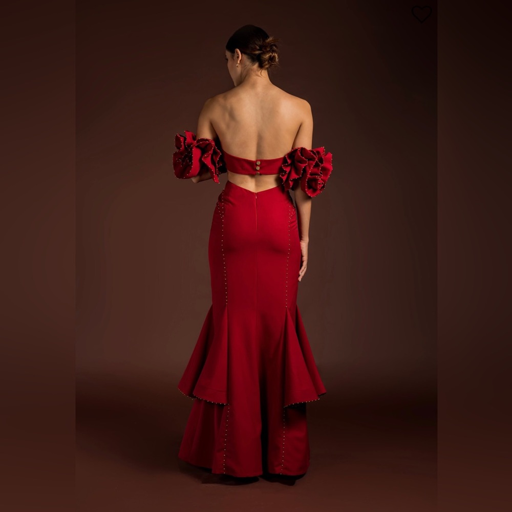 LUCIANA BALDERRAMA RUFFLES SLEEVES GOWN
